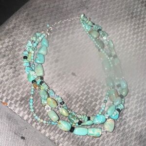 Silpada Aqua and Silver Layered Necklace